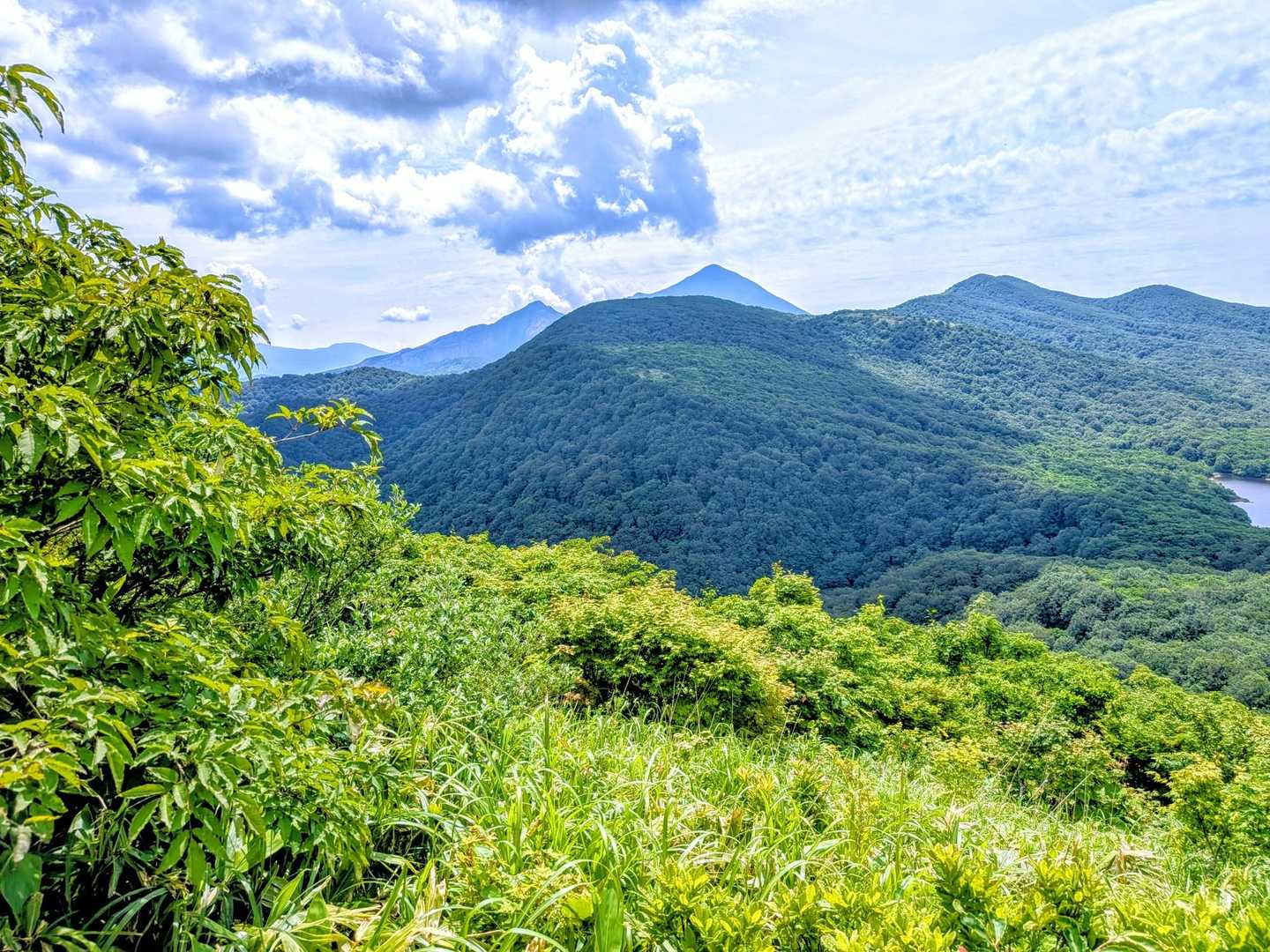 奥に🏞️磐梯山(本峰/右)と櫛ヶ峰(左)　