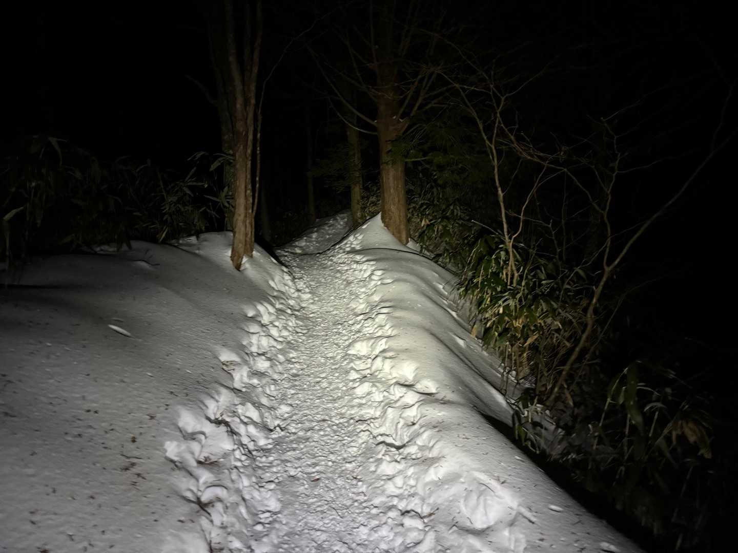 歩きやすい今日にかけてみる事にした
夜は凍結しててアイゼンがよく効く
無風でライトシェルの前のファスナーを
開けてちょうどいい