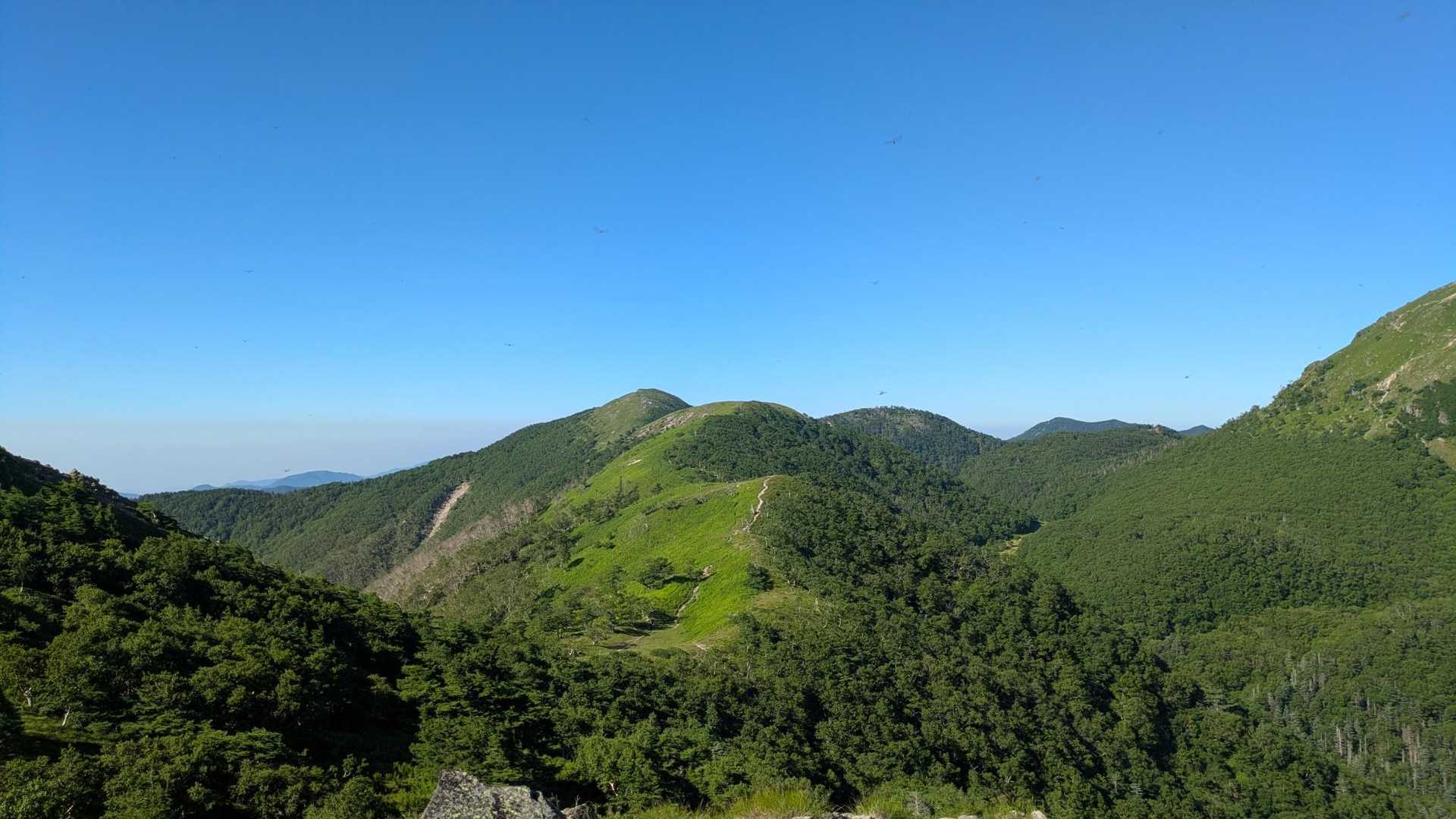 最も奥に見える白根隠山⛰️までは…まだまだ、素晴らしい天気に意気揚々!!