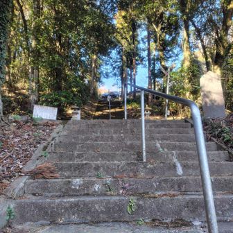 付き物の階段
苔っぽくて滑りそうだね…