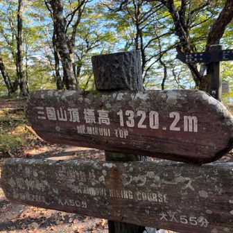 眺望無いし微妙な感じ…何故この山が静百なんだろ？
と思って静百の本を開いてみたら、この山の山頂が3っつの国を分ける「三国境」で行政上昔は(戦国時代辺り)重要な意味がある場所だったとか…だから三国山というのね、なるほど🙃