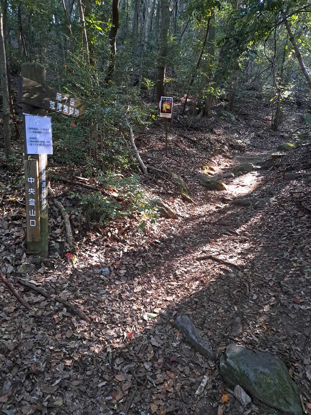 中央登山口-筒ヶ岳-観音岳 往復コースの写真
