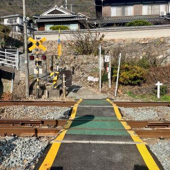遮断機付き。勝手踏切ではありません。