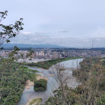 和賀川合流点、奥には台形の東根山⛰️さらに奥は岩手山かな？