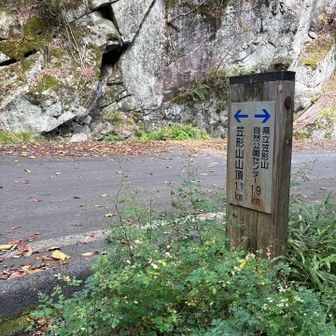 舗装路に出た。笠形山山頂まで1.1km。