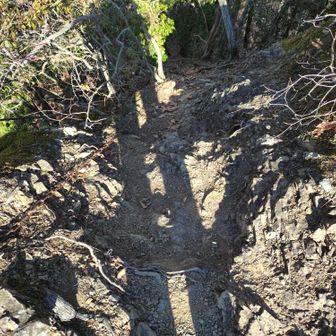 武蔵展望台から下りる鎖場。