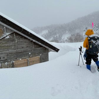 蒸ノ湯の休憩所。もちろん入れず。この積雪。