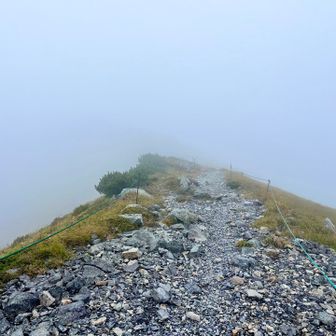 晴れてれば右に立山連峰や裏銀座、左に富士山や南アルプスが見えるハズ🤣