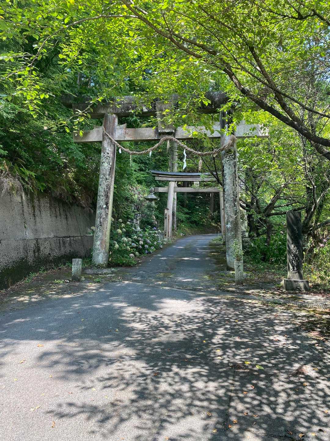 登山行程
● 栃原岳（山頂に波比賣神社）
※「吉野三山」では「金山」と表記


今回は空調服を着てスタート！🤸‍♂️🤸‍♀️

空調服だと　常に微風が吹いるので、不快感はかなり軽減された👍

スタートは鳥居から。
そのまま神社の参道を進んでいく。