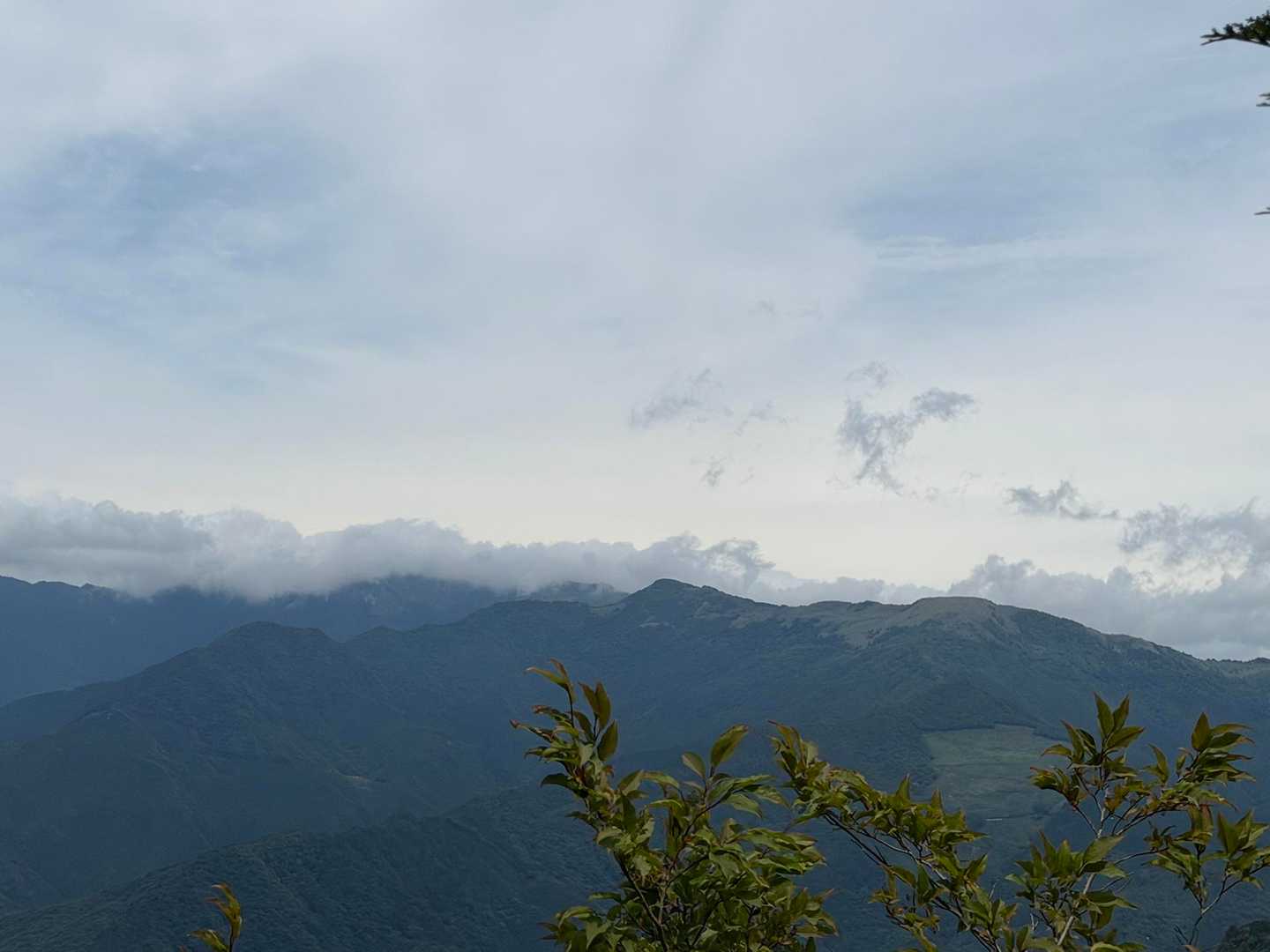 平家平。奥の寒風山や笹ケ峰は雲の中😥