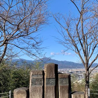 湘南平、と書いてあります。後ろは大山