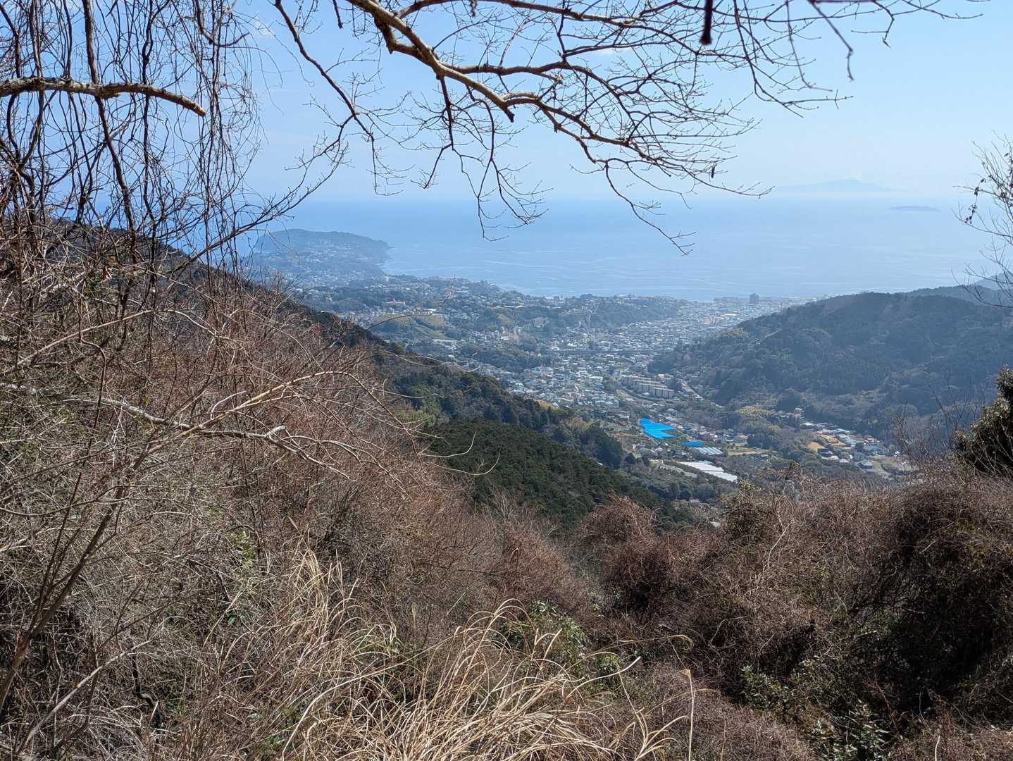 幕山山頂をぐるっと周回してから下山、所どころ真鶴半島が見えます