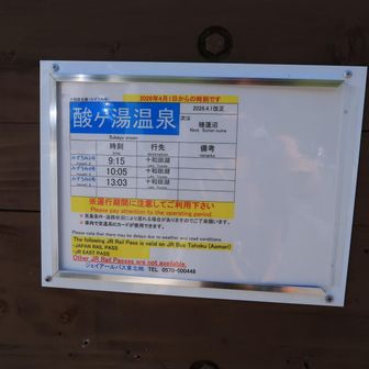 酸ヶ湯温泉から13:03の十和田湖行きのバスに乗り込みます