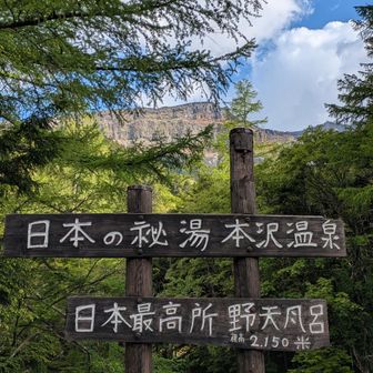 看板と硫黄岳