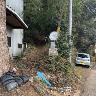 紀泉アルプス・飯盛山・ボンデン山 さて、↖️ここかららしいです  

靴…どろどろになるやろと思って選んだけど、失敗かも💧滑りそうやな