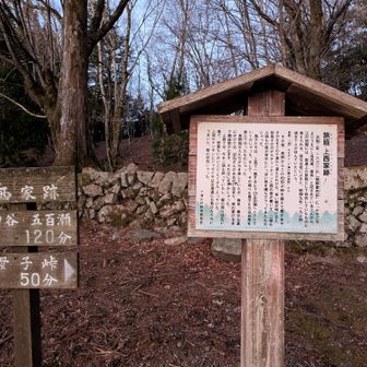 小屋から伯母子岳迂回路で上西家跡
残念ながら山頂は真っ暗なので通過。(脚のことを考えブラックスタート)