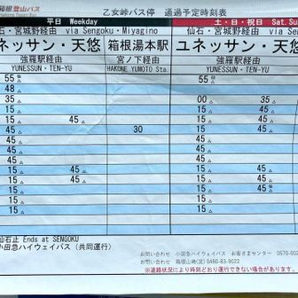 乙女峠バス停　時刻表