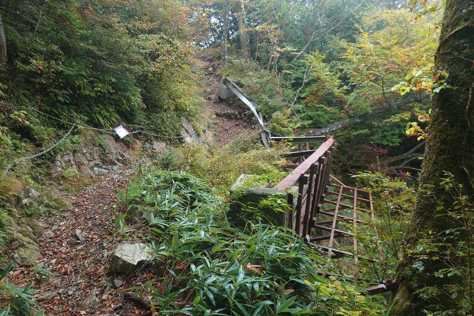 よく見る橋の崩落箇所
山側を普通に通れます