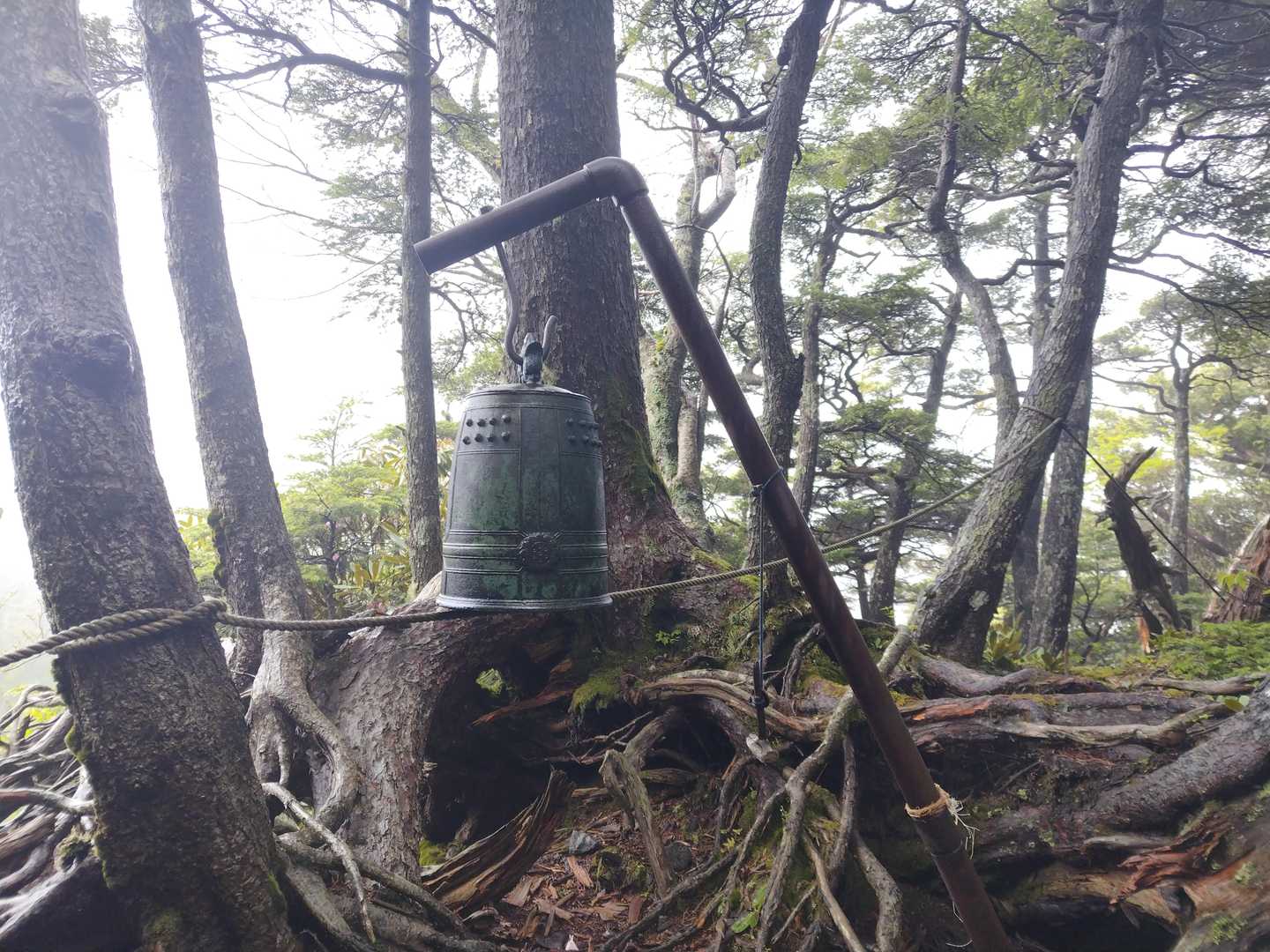 登山道にこんな鐘が何カ所があります。全部鳴らしました～
（笑）
