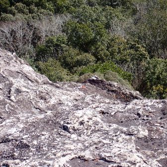 カラビナがついている。
ロッククライミングするところなんですね。