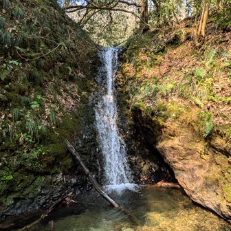 降りてきたところに滝