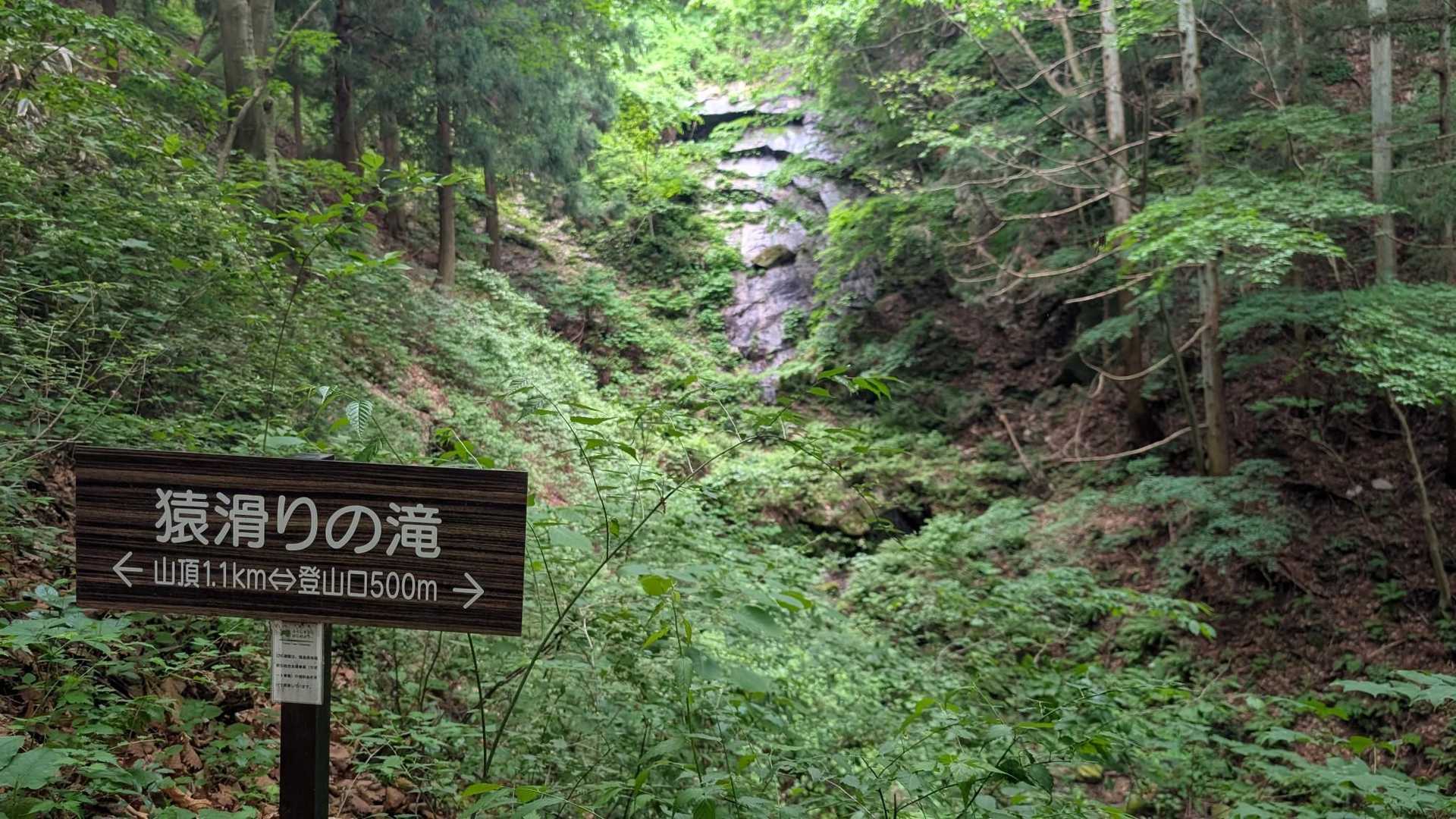 伝説に登場する猿滑りの滝。