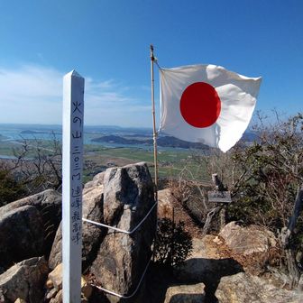 ここが火の山▲303m　風強いな〜