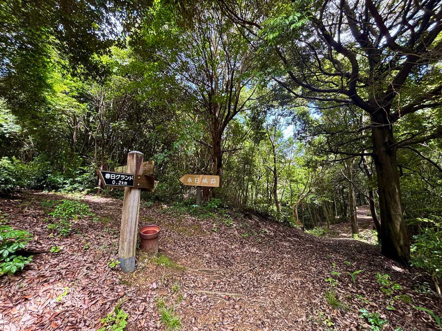 左へ城跡⛰️春日山山頂へ。
まっすぐ行くとキャンプ🏕️場もある。