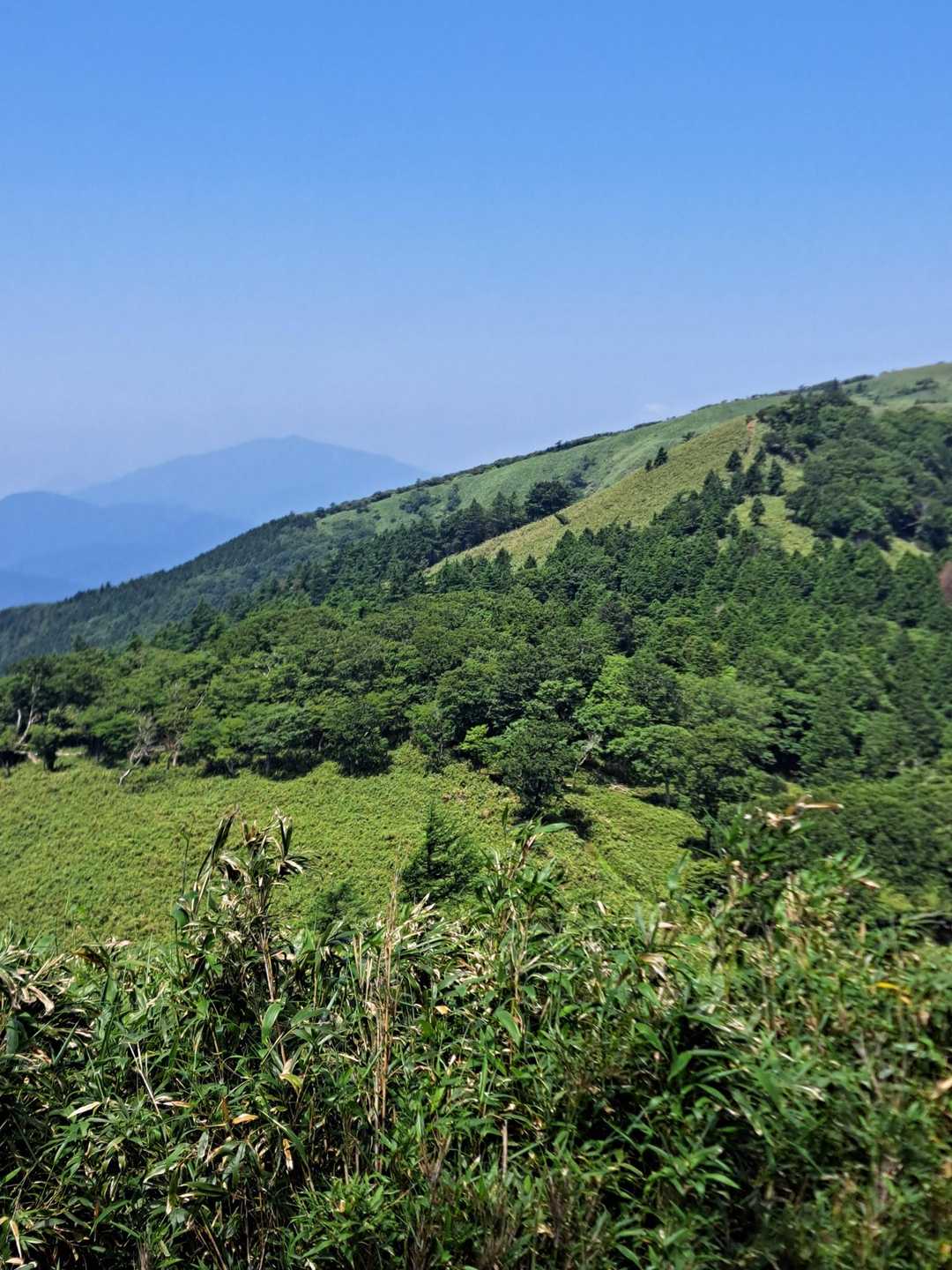 中国自然歩道を歩いています。
左手奥にうっすらと岡山県の人気の山，那岐山を捉えました😀