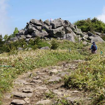 北峰は岩石累々。
