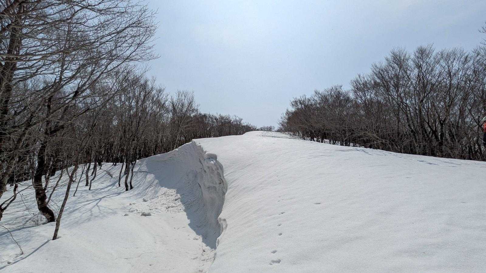 雪庇ロードが山頂まで続きます。