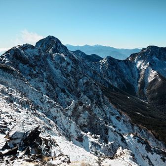 赤　中　阿弥陀
奥に南アルプス