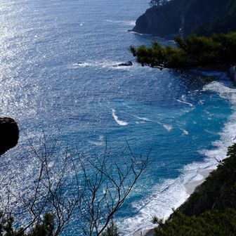 視界の先には真っ青な漉磯海岸