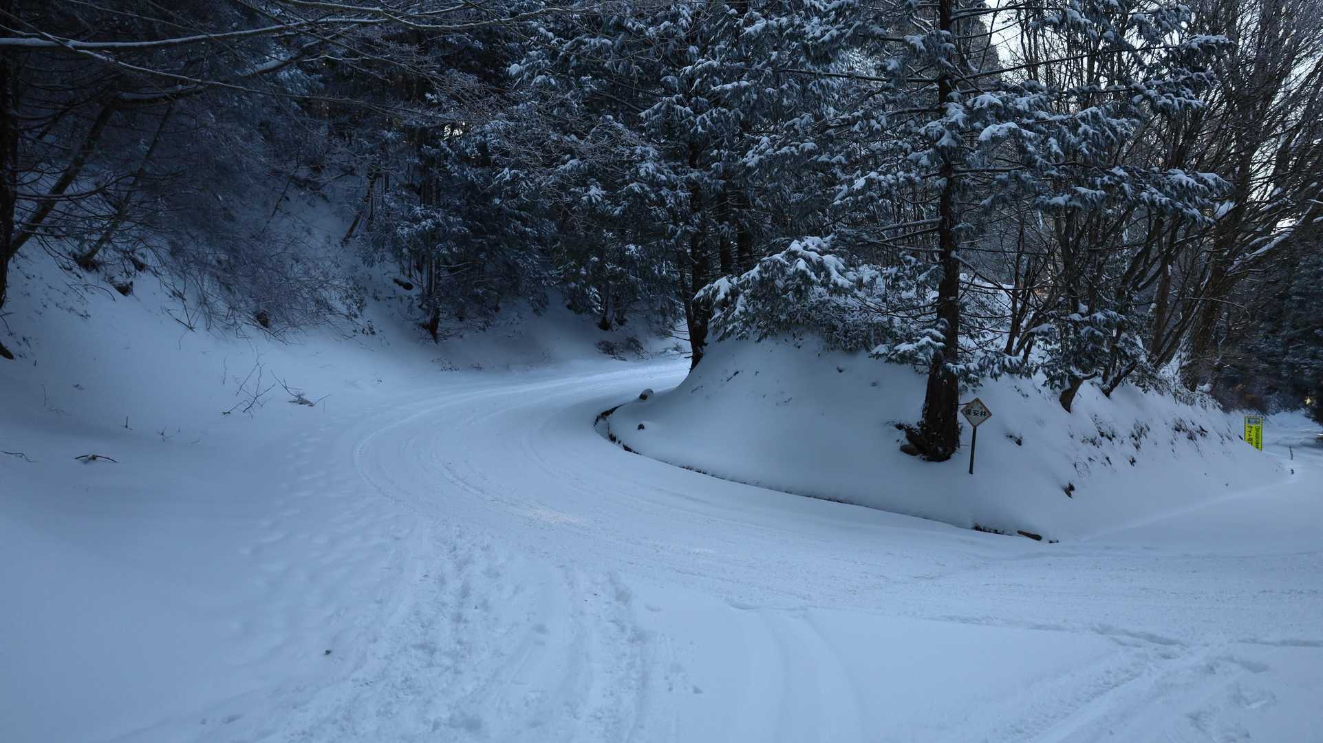 公園下のカーブまで下山、雪たくさんです。
鉄塔まで帰ります。