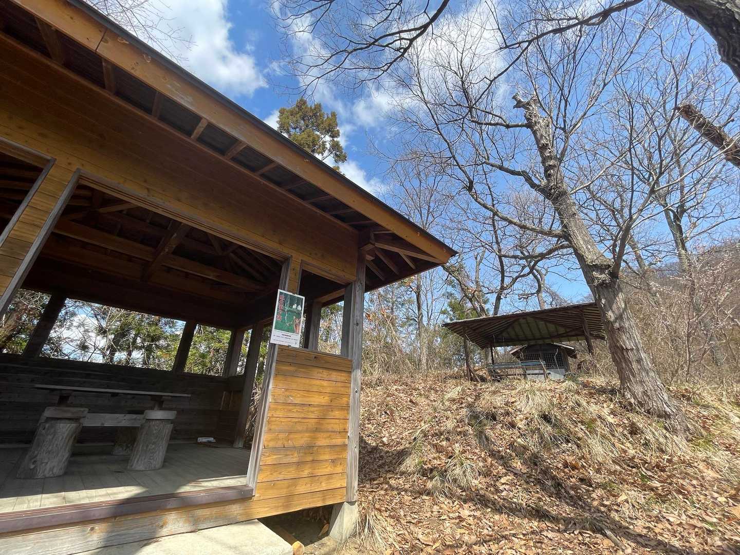 東屋が2つ　
中嶋先生の本によると、ここが七面山