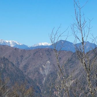 右から八紘嶺、笊が岳、布引山、悪沢岳、赤石岳