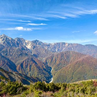 周りの低山の紅葉がきれい