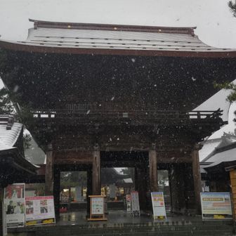 この先は撮影NGでした。平日朝の荒天にも関わらず、参拝される方がおられました。