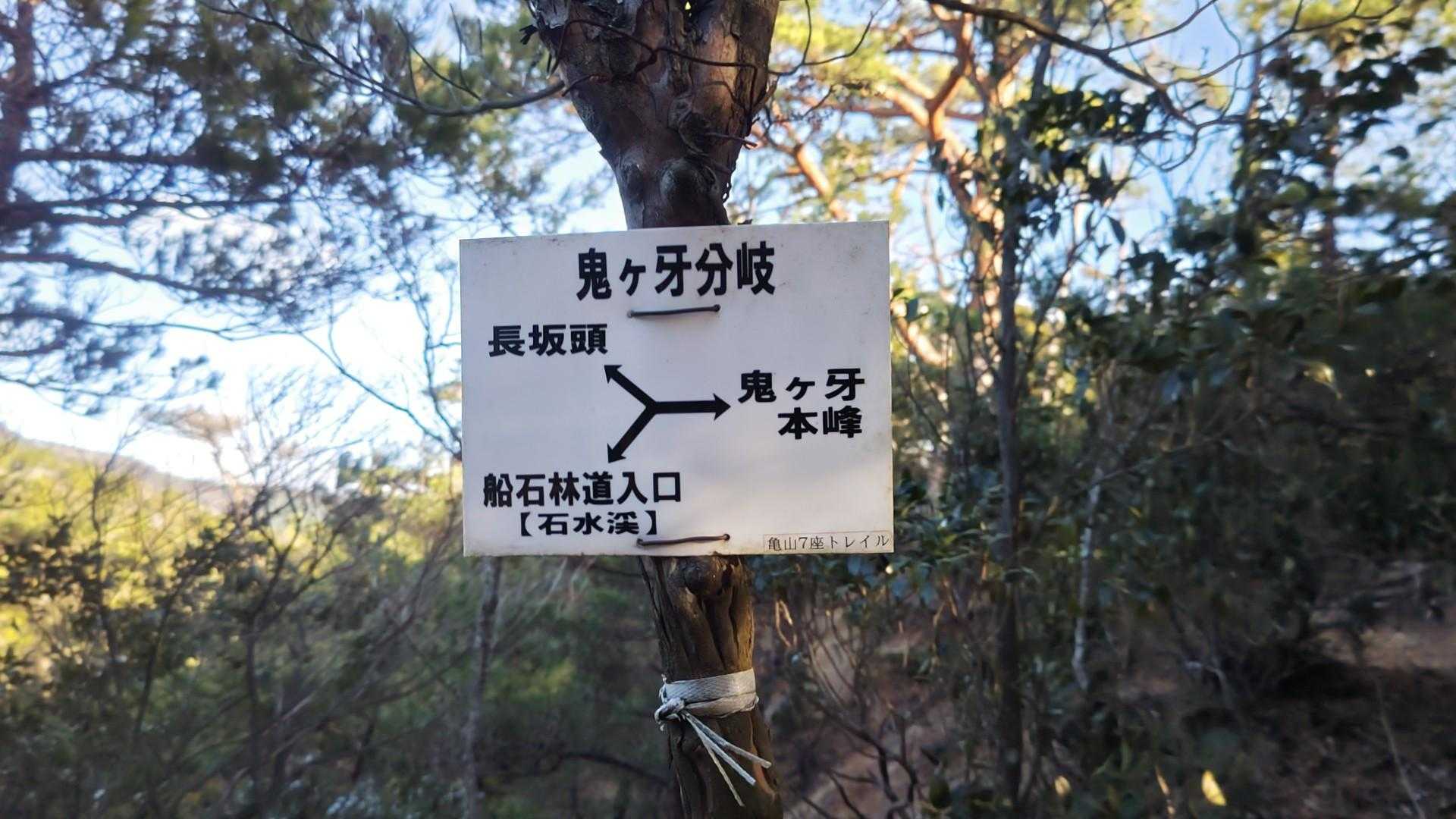 鬼ヶ牙登山道入口-鬼ヶ牙-長坂の頭-船石-臼杵ヶ岳 周回コースの写真