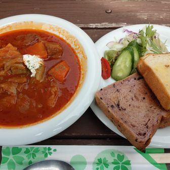 ボルシチ🍲
コク深くて良く煮込まれていて美味しゅうございました😋
付け合わせはパンで正解🍞
パンだけでも美味しかったよ〜
で…ボルシチとビーフシチューの違いは!?🤔