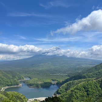 YAMAPで立ち寄った方が良いとコメントがあり行ってみるとこの景色！
富士山やっと頭が見えてきたー🗻✨