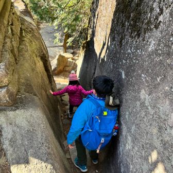 稲村神社から降り
息子「狭い岩場が冒険っぽいね」