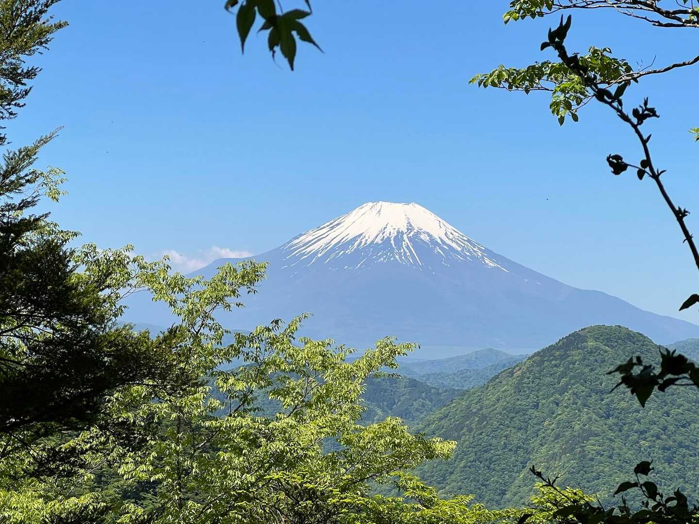 階段から振り返ると富士山が。とても綺麗