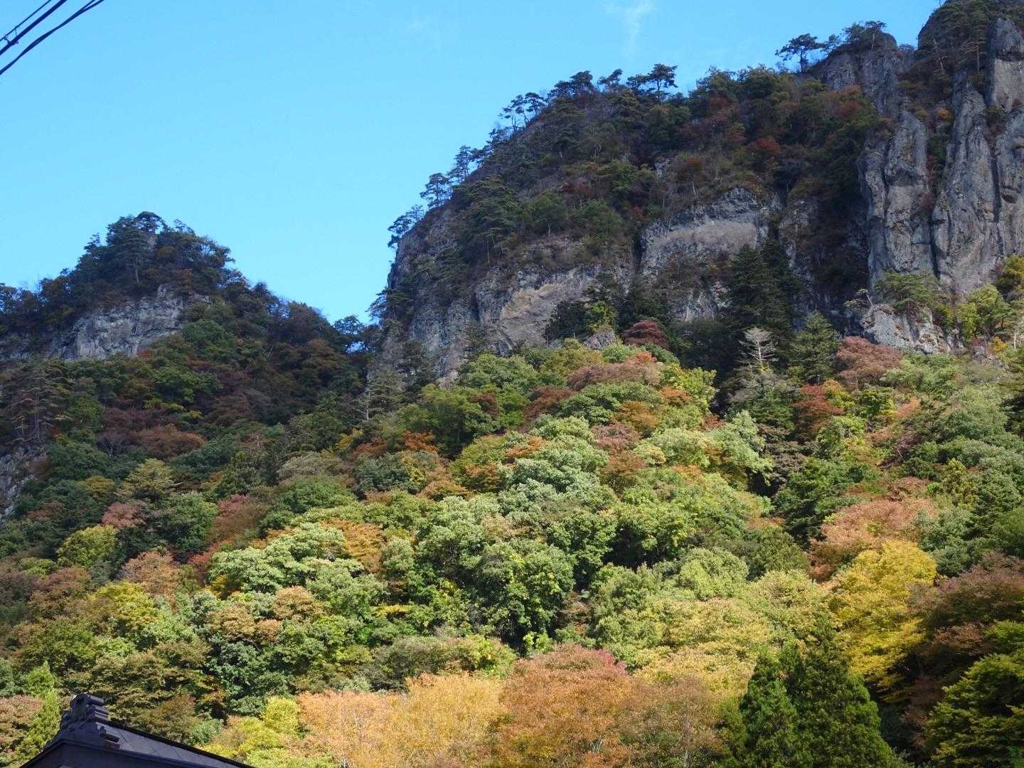 紅葉と岩と