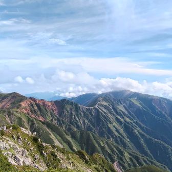 水晶岳、野口五郎岳方面。