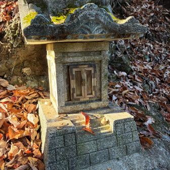 この祠の上に山がありました