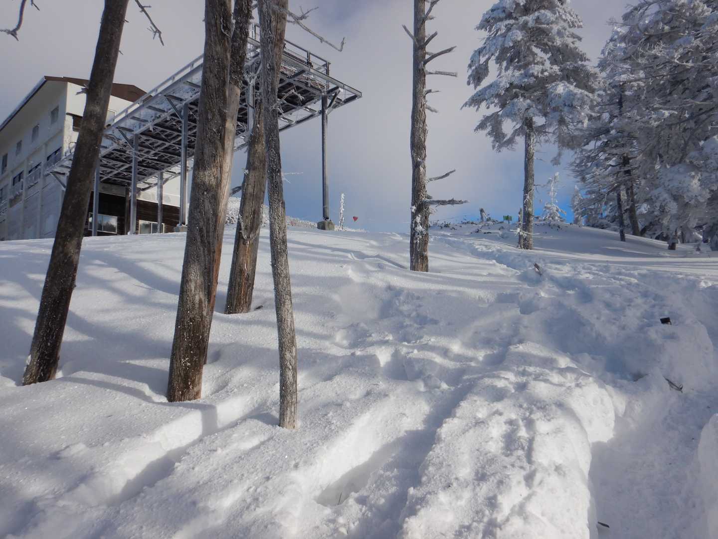 山頂駅に到着！
夏道とは違う所に出た。