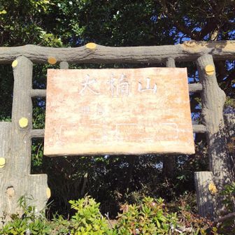 大楠山山頂。看板文字をくっきり塗り替えしてくれないかな？(^-^;