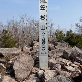 1座目、笠杉山到着。宍粟50名山No23、ふるさと兵庫100山です。