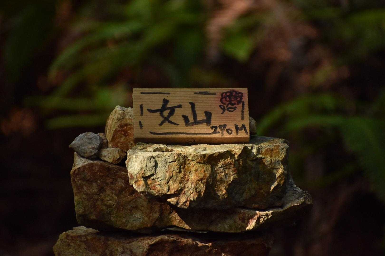 女山のピークもゲット。なんかいい感じの看板。